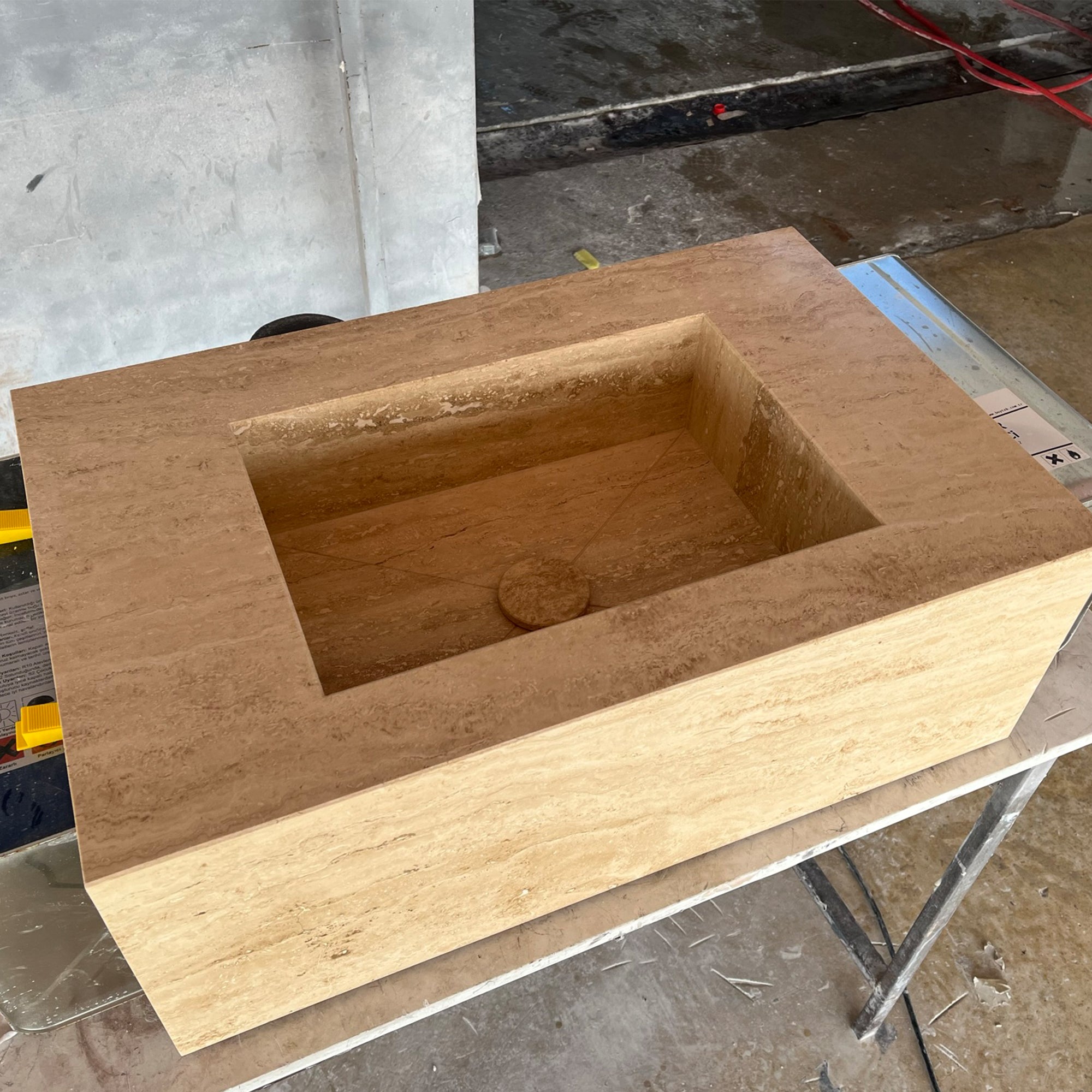 HANDCRAFTED CUSTOM TRAVERTINE SINK - 1