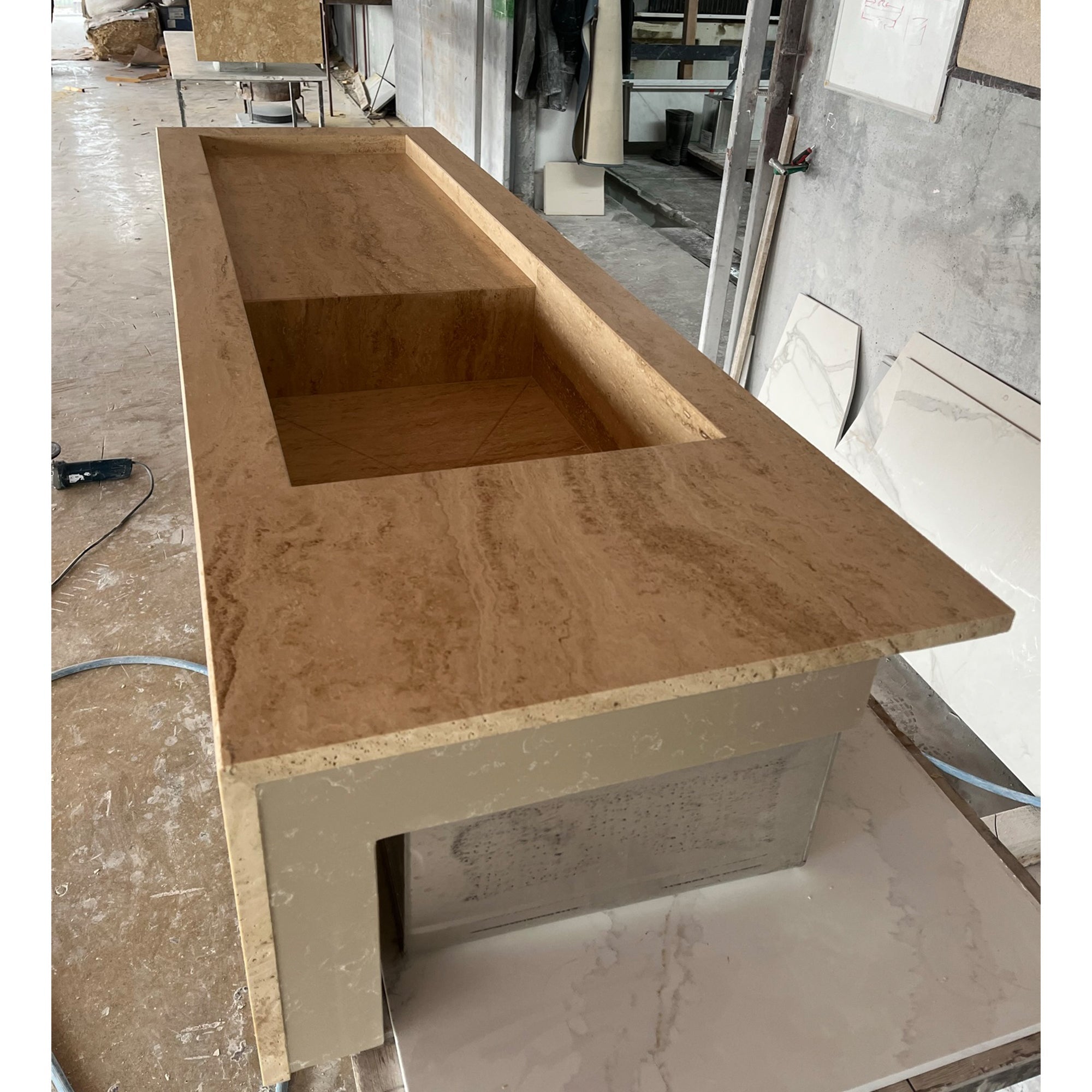 HANDCRAFTED CUSTOM TRAVERTINE SINK - 6 (TR-145)