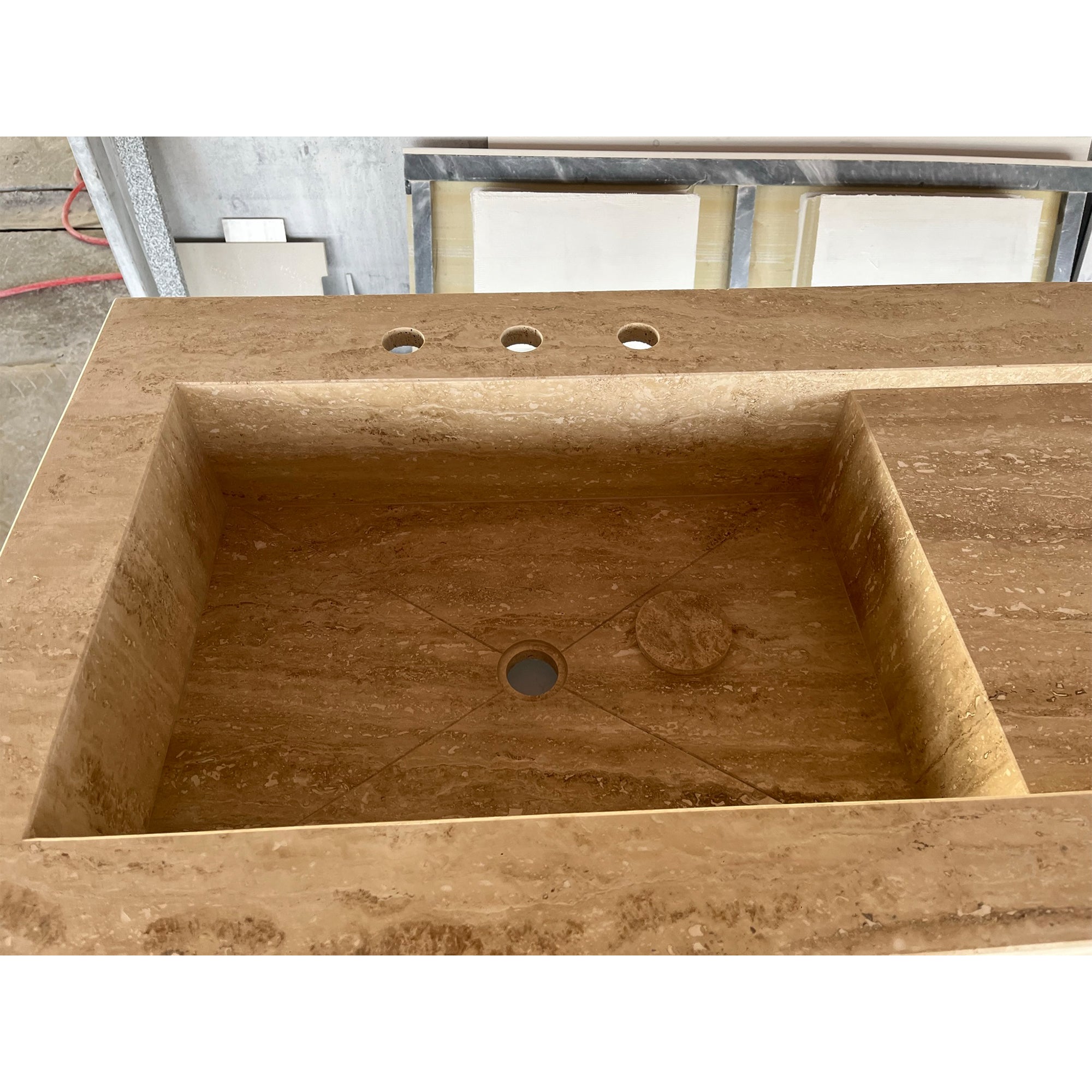 HANDCRAFTED CUSTOM TRAVERTINE SINK - 4 (TR-078)