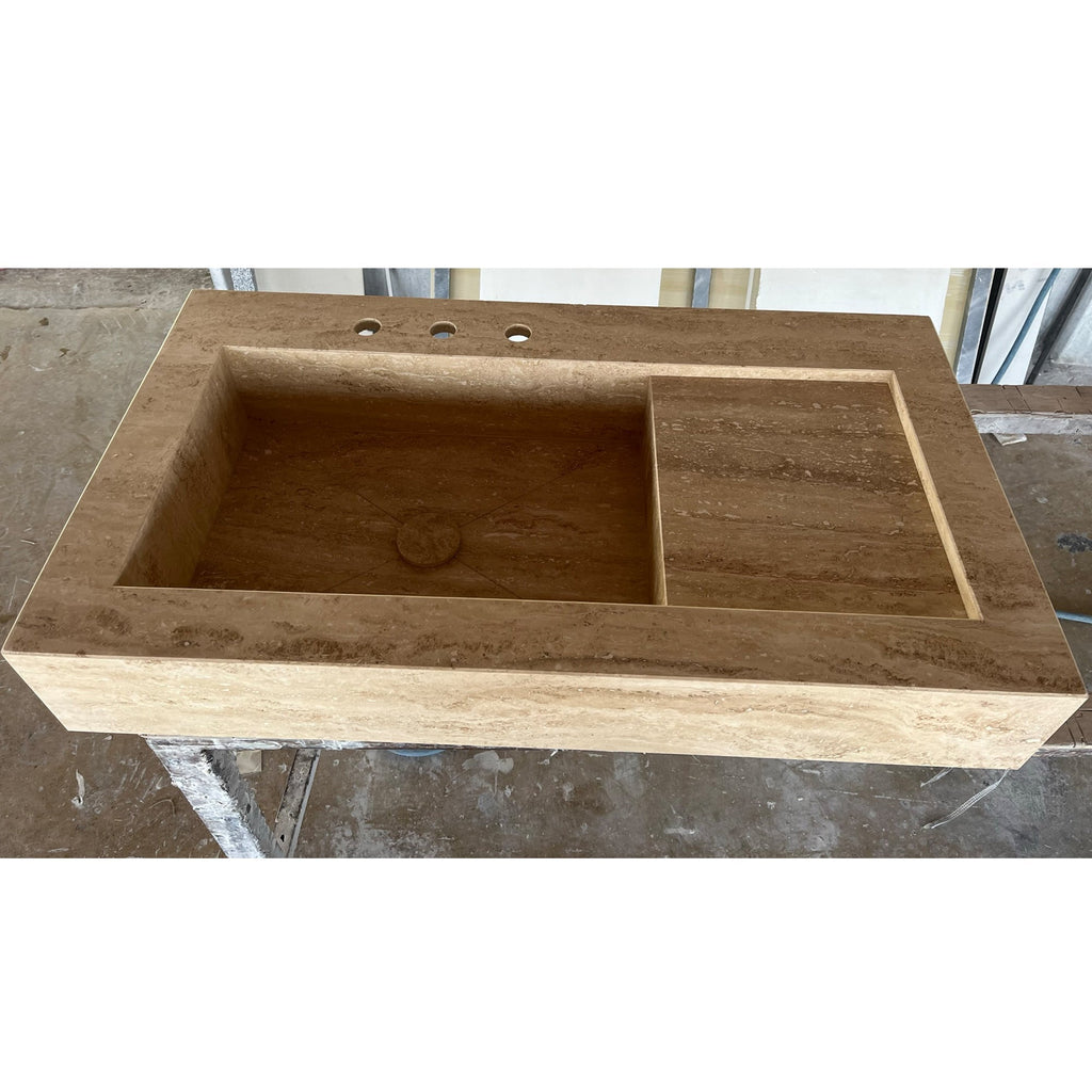 HANDCRAFTED CUSTOM TRAVERTINE SINK - 4 (TR-078)