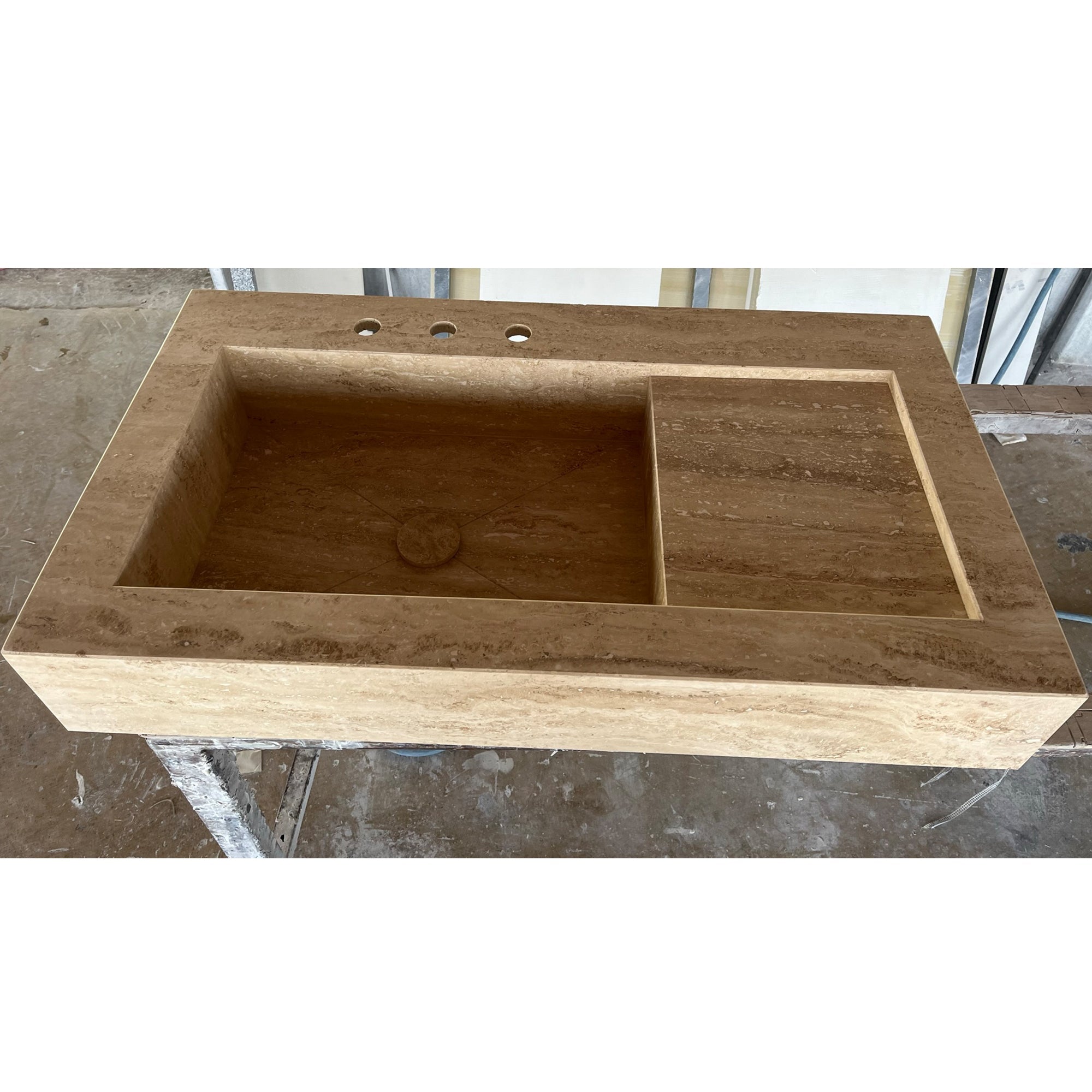 HANDCRAFTED CUSTOM TRAVERTINE SINK - 4 (TR-078)