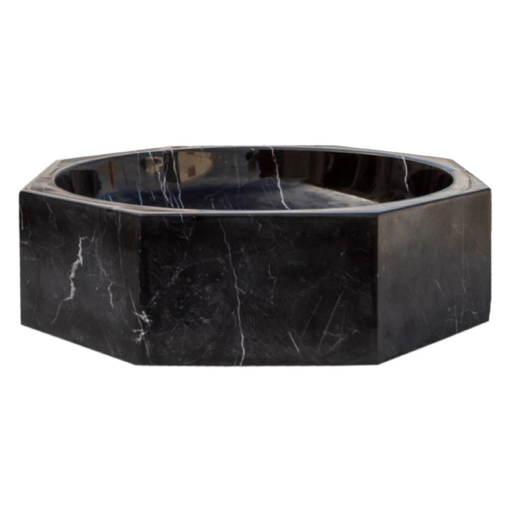 Toros Black Marble Octagon Vessel Sink Bowl Polished (D)16" (H)5"
