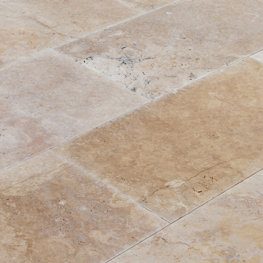 Aspendos Travertine Beige Tumbled Pattern Set Pavers