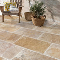 Aspendos Travertine Beige Tumbled Pattern Set Pavers