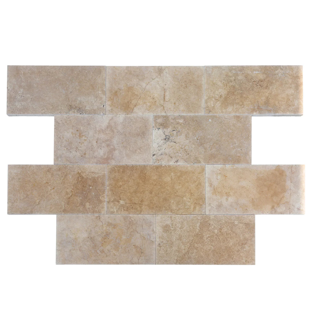 Aspendos Travertine Beige Tumbled Pattern Set Pavers