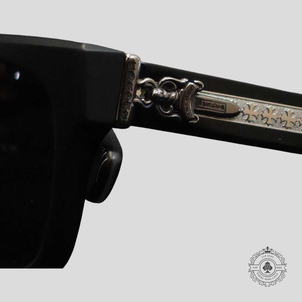 Chrome Hearts Box Officer Sunglasses in Matte Black/Silver