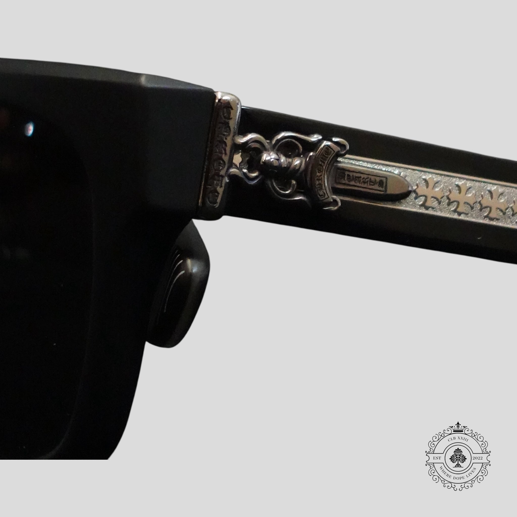 Chrome Hearts Box Officer Sunglasses in Matte Black/Silver