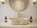 Calacatta Gold Marble Above-Vanity Oval Curved Sink Polished (W)16" (L)24" (H)5"