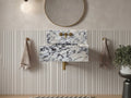 Calacatta Viola Marble Rectangular Wall-mount Bathroom Sink with 10" Backsplash (W)16" (L)32" (H)10"