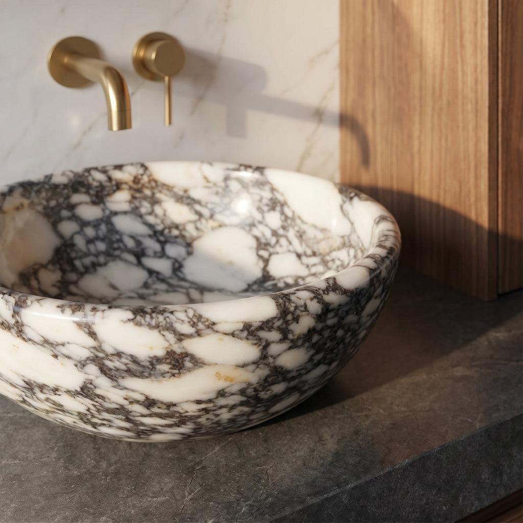 Calacatta Viola Marble Natural Stone Above-vanity Bathroom Sink Polished (D)16" (H)6"