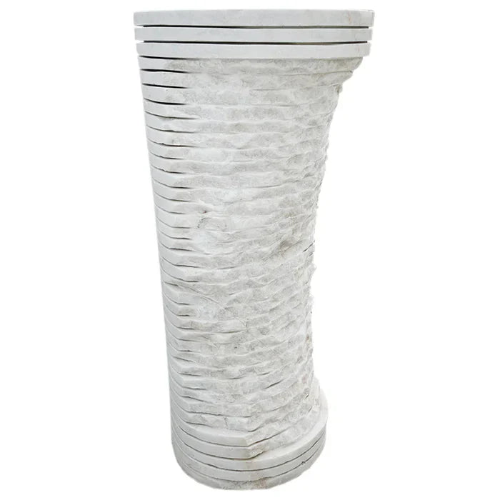 Carrara White Marble Designer Pedestal Stand-Alone Sink (W)16" (L)16" (H)36