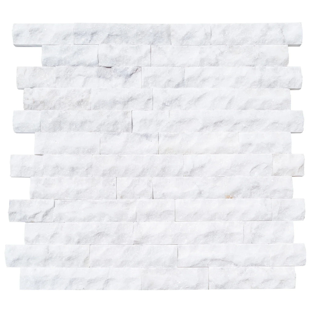 Carrara White 4"xFree Length Split-face Natural Marble Wall Tile