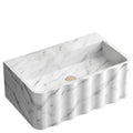 Carrara White Marble Handcrafted Wall-mount Luxury Bathroom Sink Fluted Front (W)16" (L)28" (H)10"