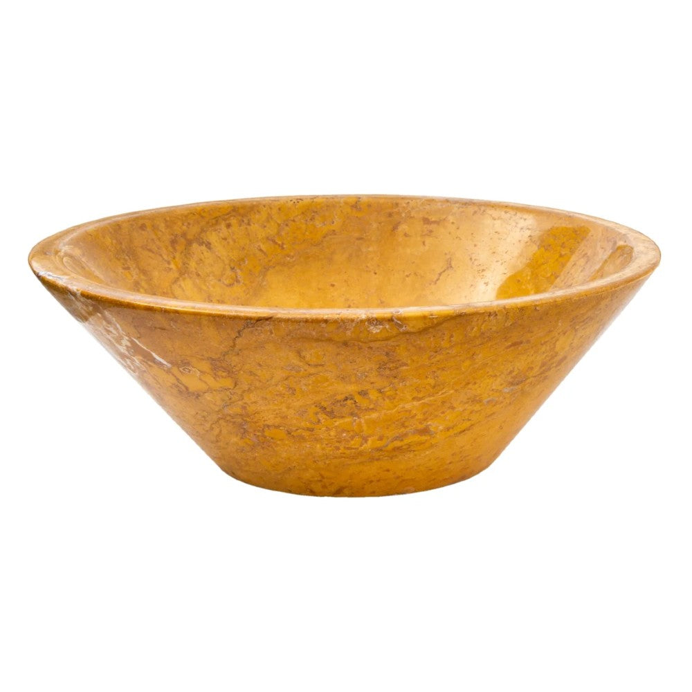 Golden Sienna Travertine V-Shape Tapered Sink Polished  (D)16" (H)6"