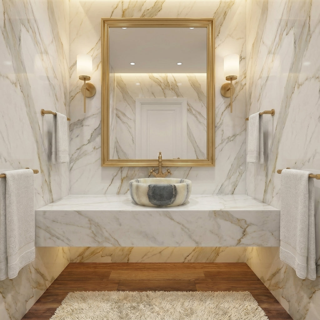 Green Translucent Onyx Natural Stone Above Vanity Bathroom Vessel Sink