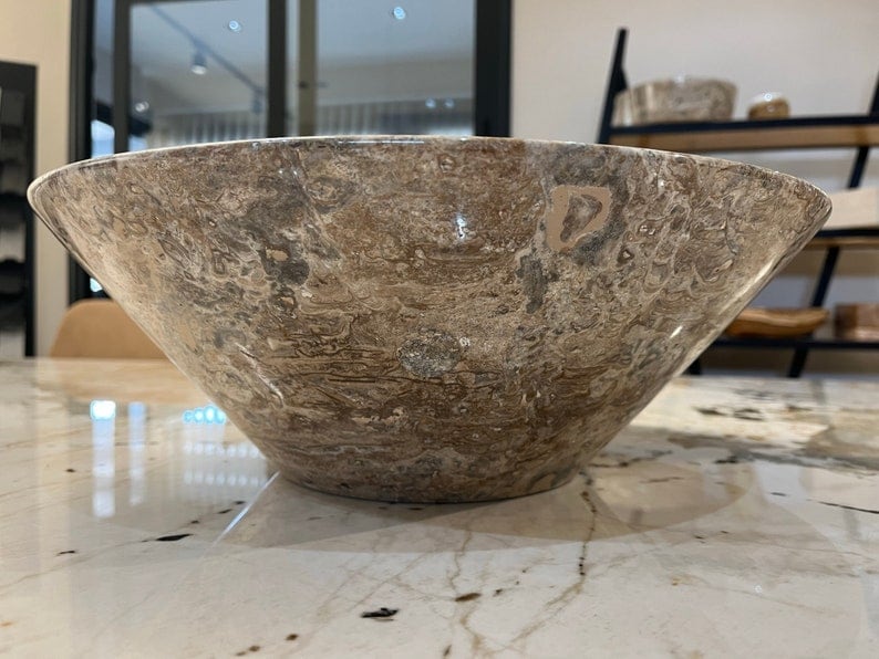 Handmade Valencia Travertine Conical Sink