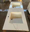 Double Sink Integrated Custom Calacatta Lincoln Polished Porcelain Countertop (ES-081)