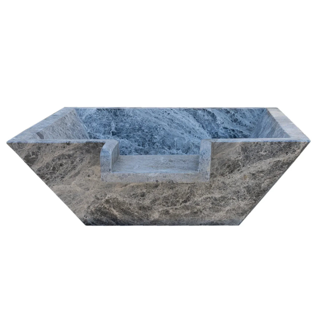 Silver Shadow Marble Natural Stone Pool Square Cascade Water Bowl