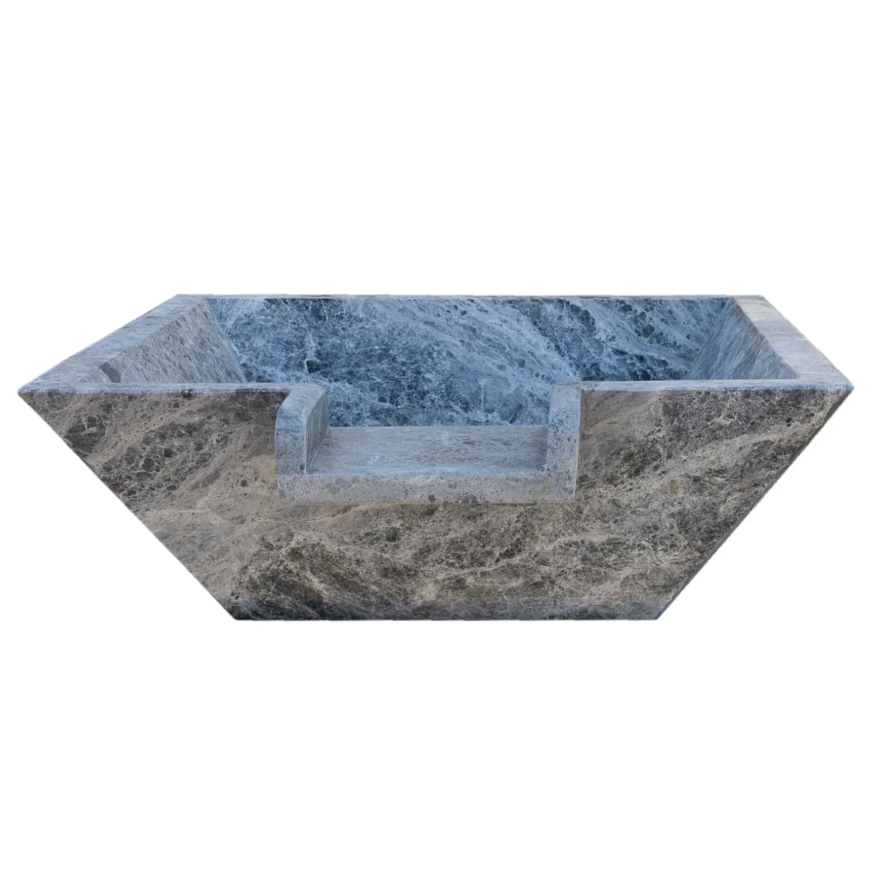 Silver Shadow Marble Natural Stone Pool Square Cascade Water Bowl