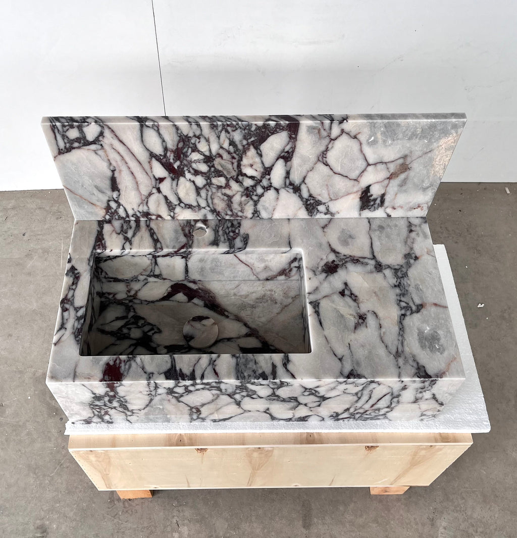 HANDCRAFTED CUSTOM CALACATTA VIOLA MARBLE SINK (NS-081)