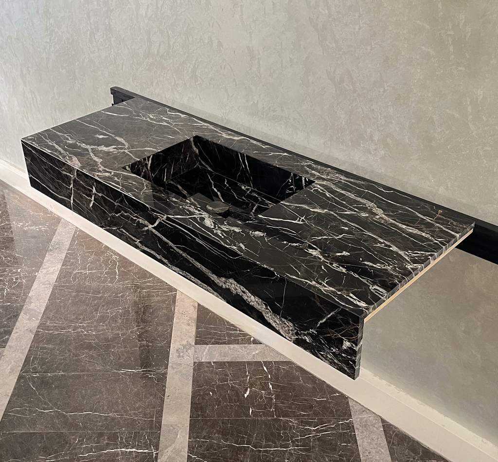 HANDCRAFTED CUSTOM ALEXANDRA BLACK MARBLE SINK (NS-111)