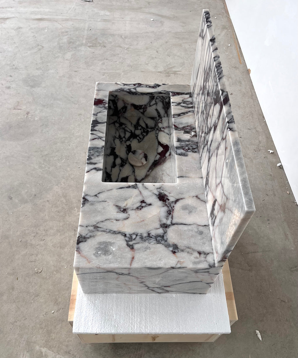 HANDCRAFTED CUSTOM CALACATTA VIOLA MARBLE SINK (NS-081)