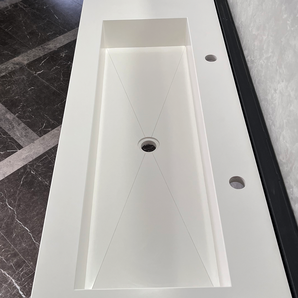 CUSTOM WHITE QUARTZ TROUGH SINK (QU-077)