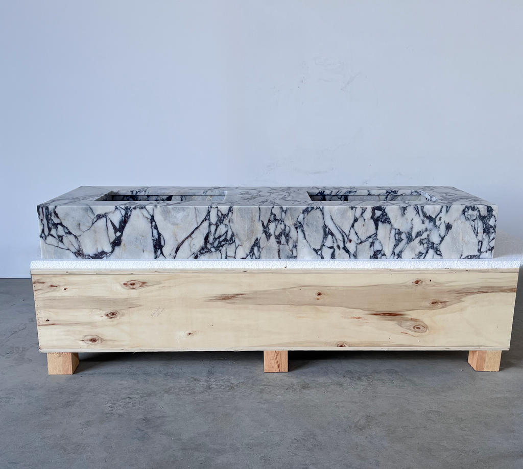 HANDCRAFTED CUSTOM CALACATTA VIOLA MARBLE SINK (NS-160)