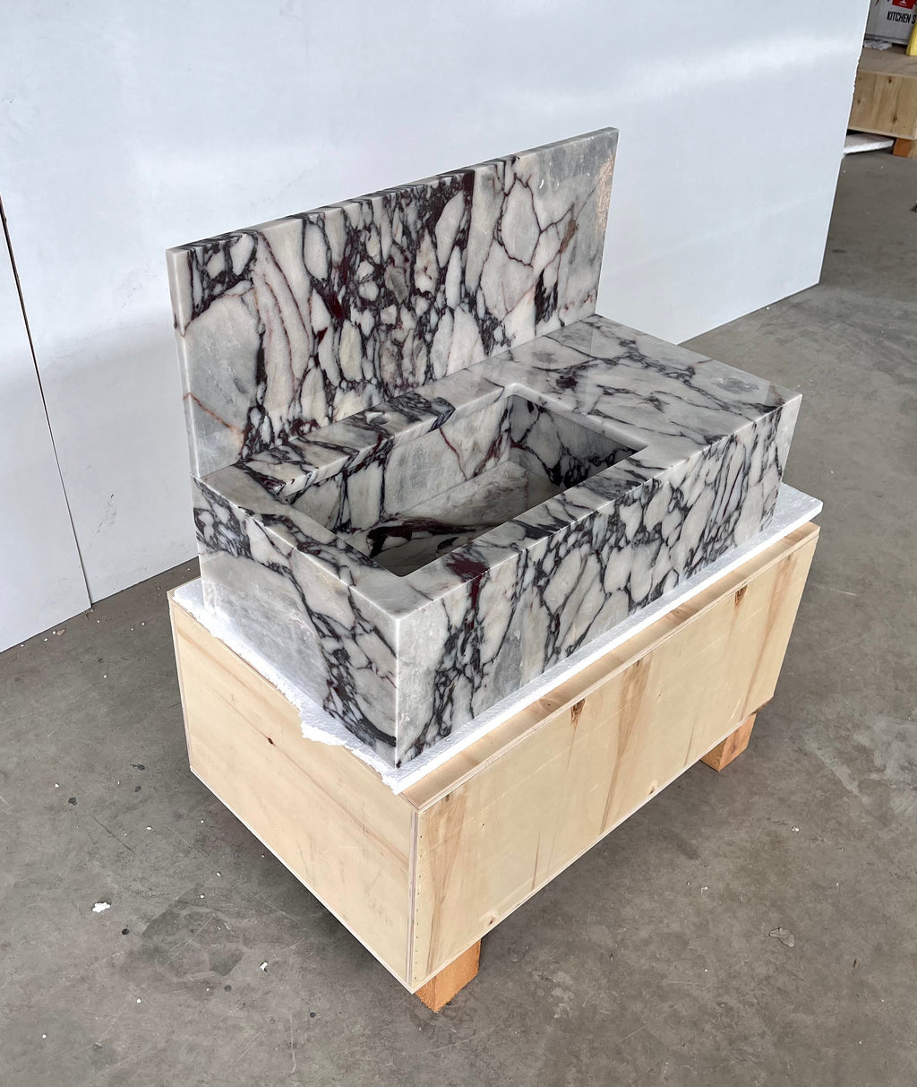 HANDCRAFTED CUSTOM CALACATTA VIOLA MARBLE SINK (NS-081)