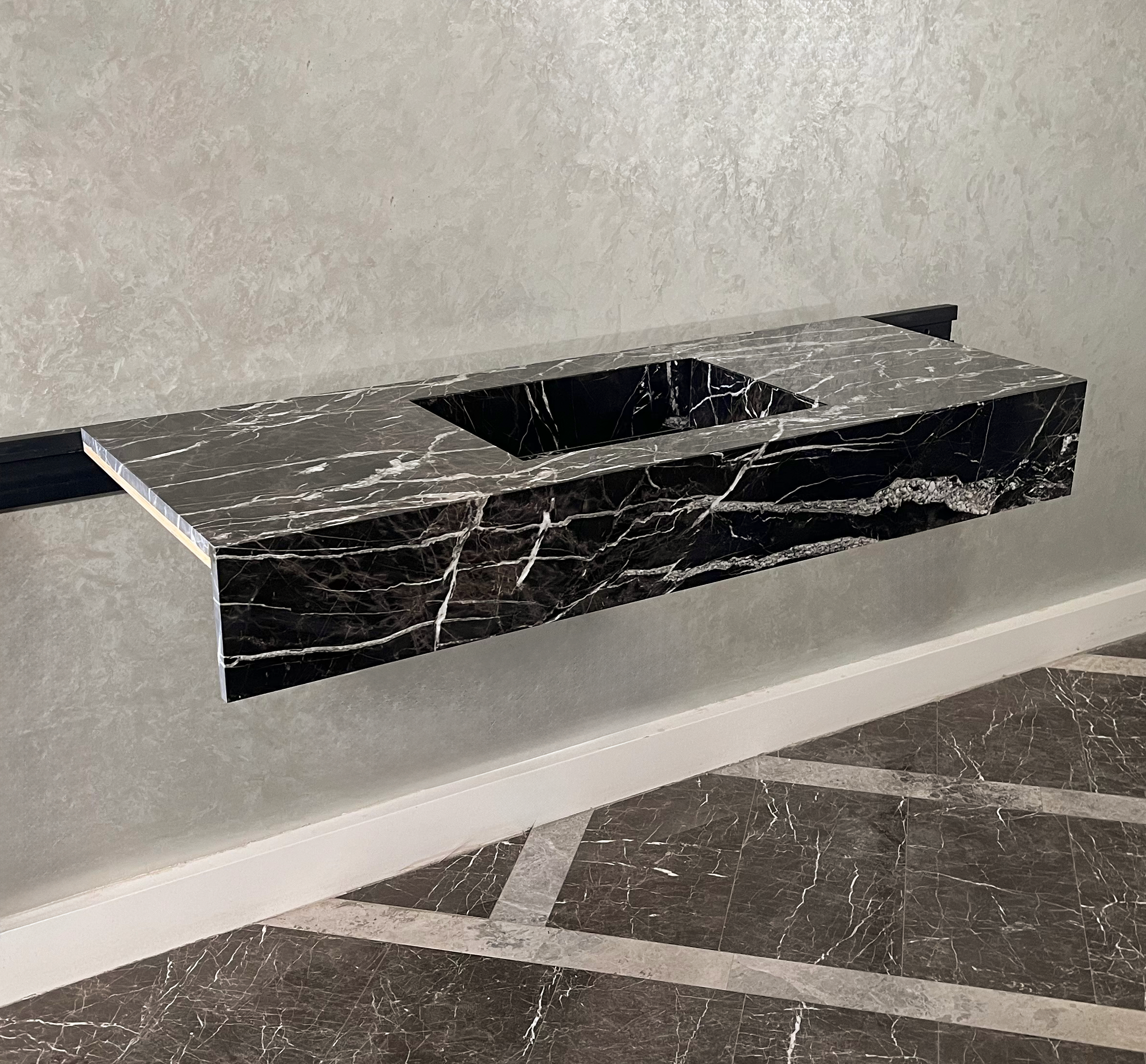 HANDCRAFTED CUSTOM ALEXANDRA BLACK MARBLE SINK (NS-111)