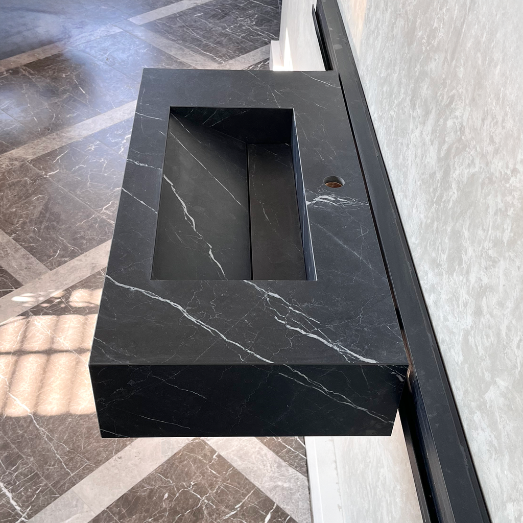 HANDCRAFTED NERO MARQUINIA HIGH ENGINEERED STONE SINK (ES-035)