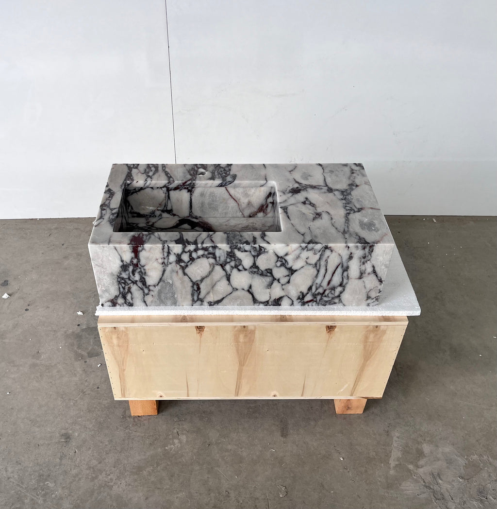 HANDCRAFTED CUSTOM CALACATTA VIOLA MARBLE SINK (NS-081)