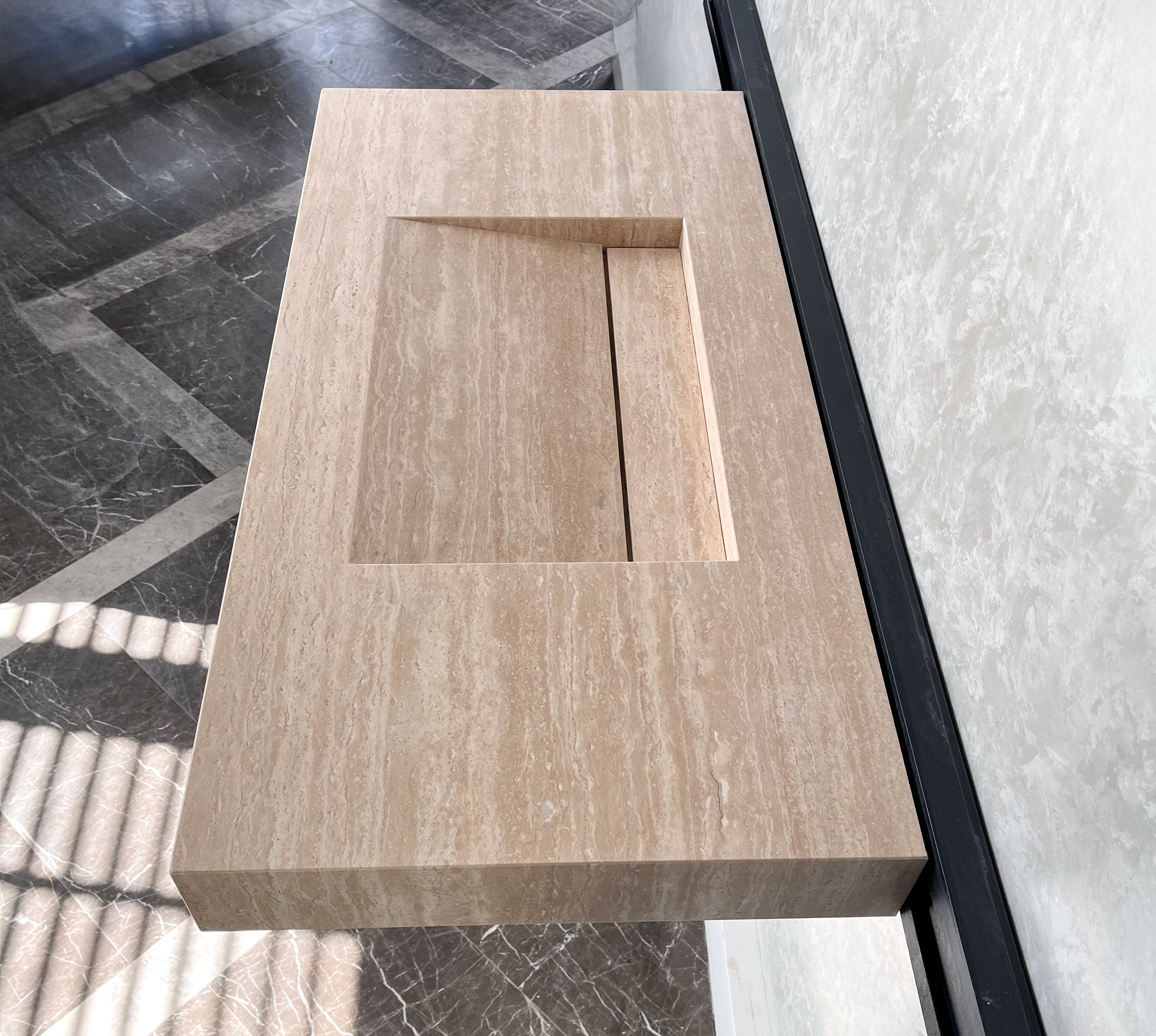 HANDCRAFTED CUSTOM TRAVERTINE SINK (TR-061)