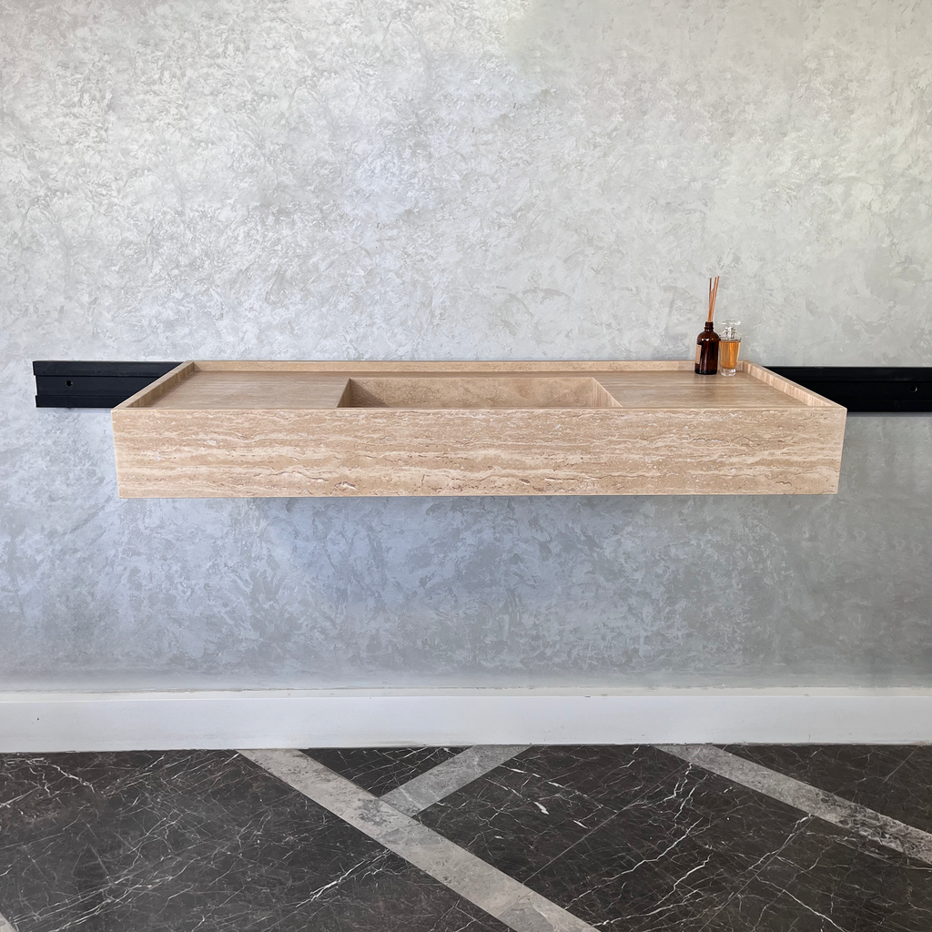 HANDCRAFTED CUSTOM TRAVERTINE SINK (TR-074)