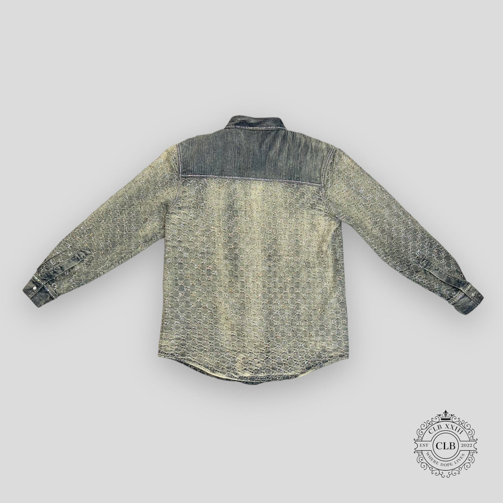 GUCCI GG JACQUARD DENIM JACKET - LIGHT BLUE
