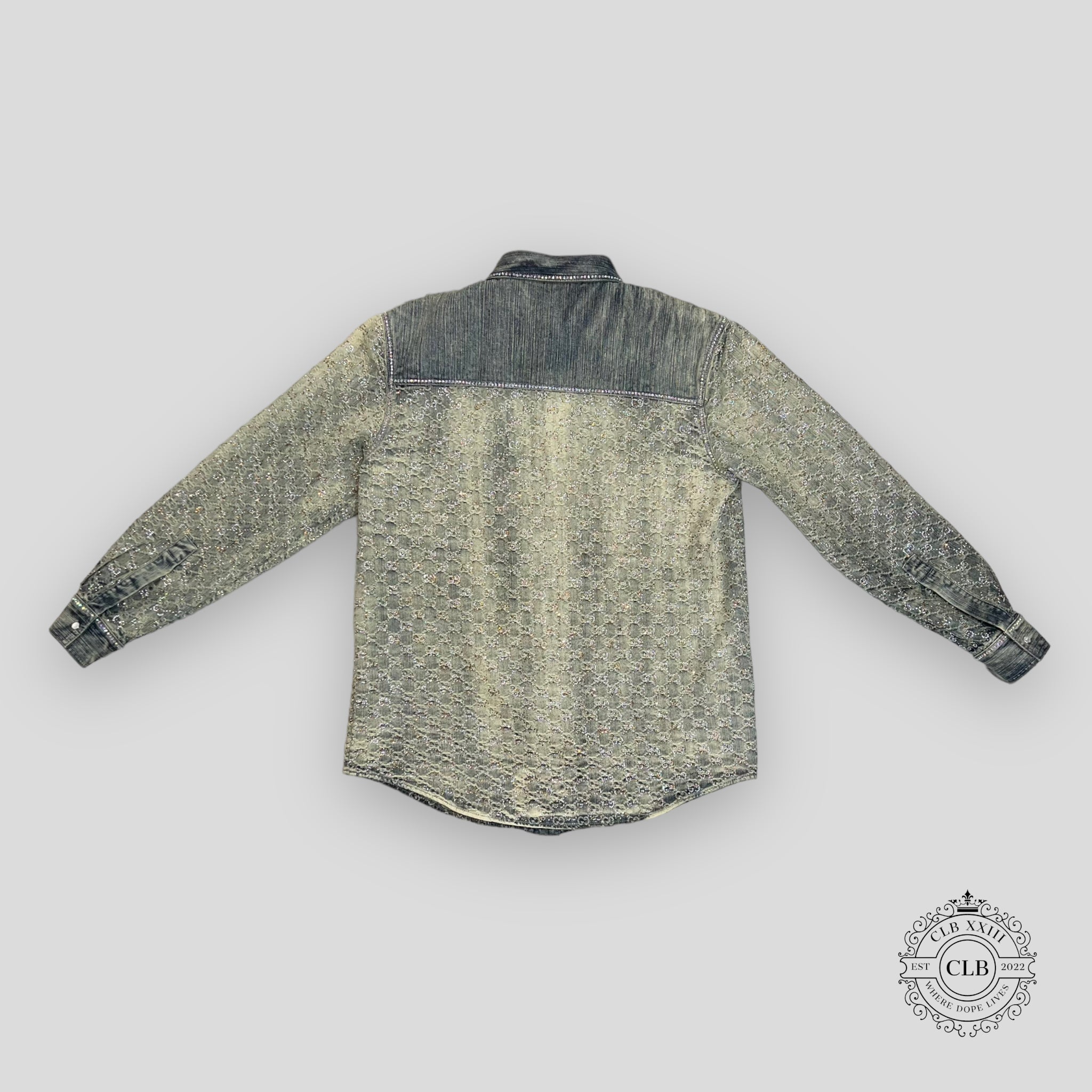 GUCCI GG JACQUARD DENIM JACKET - LIGHT BLUE