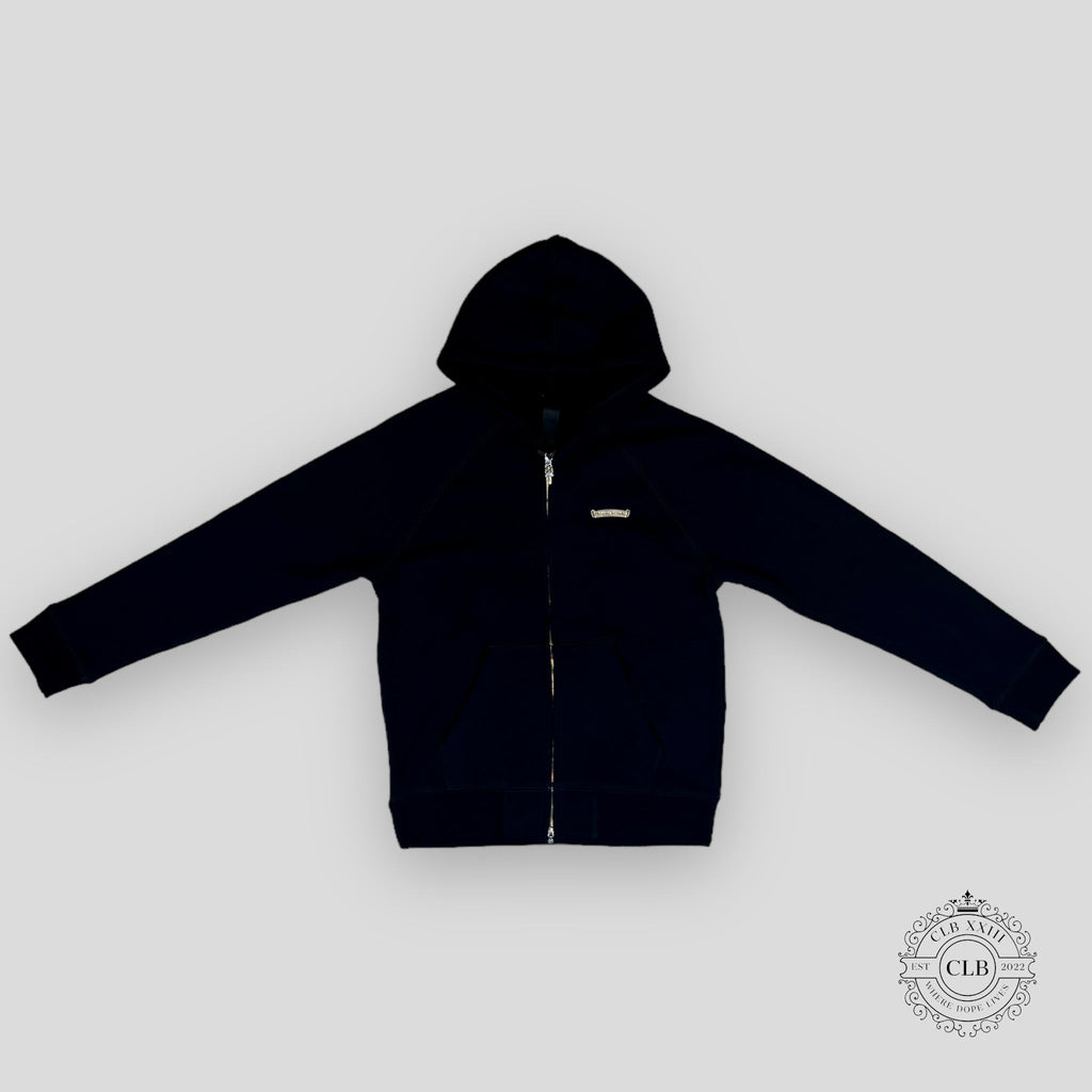 CHROME HEARTS EMBROIDERED ZIP UP HOODIE - BLACK