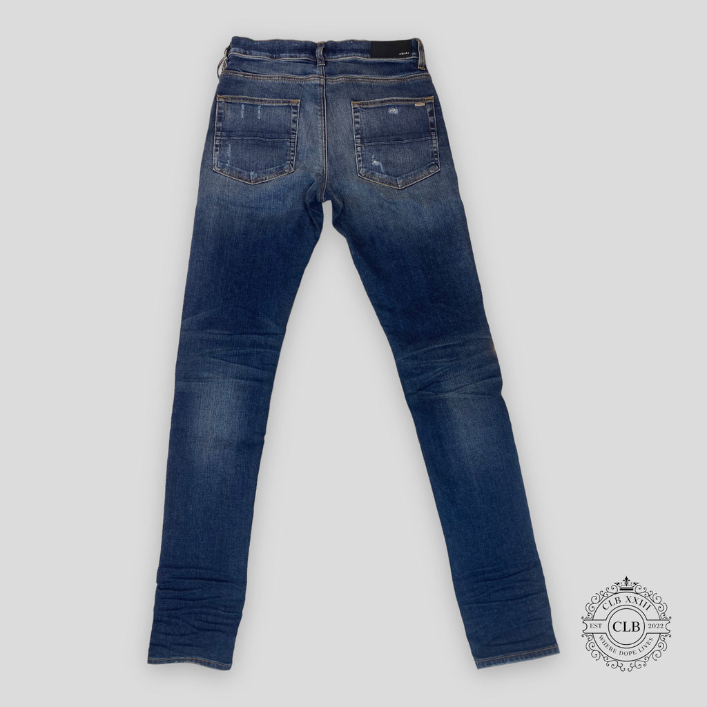 AMIRI MX1 RED BANDANA PATCH JEANS - DEEP CLASSIC INDIGO