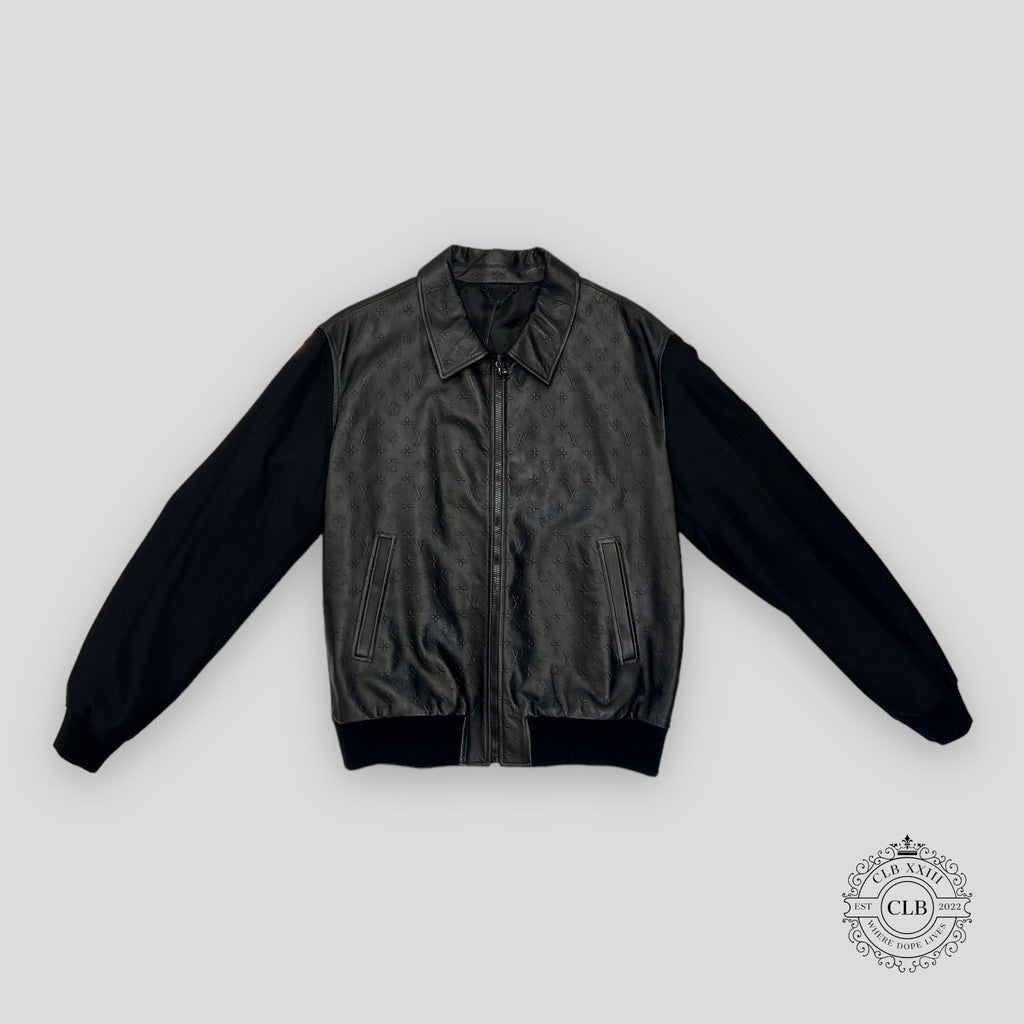 LOUIS VUITTON LVSE MONOGRAM EMBOSSED MIX LEATHER BLOUSON - BLACK