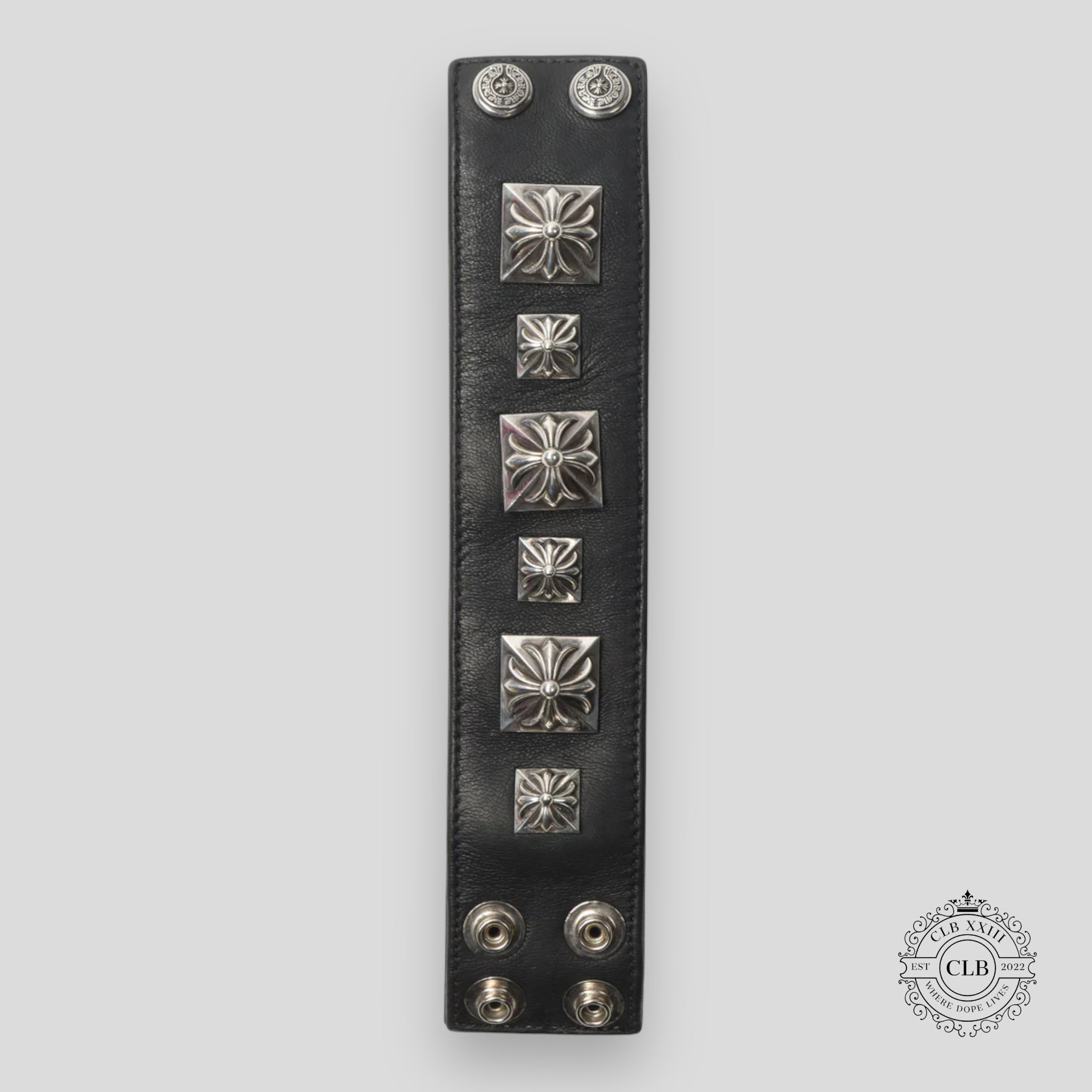 CHROME HEARTS WIDE LEATHER BRACELET - BLACK