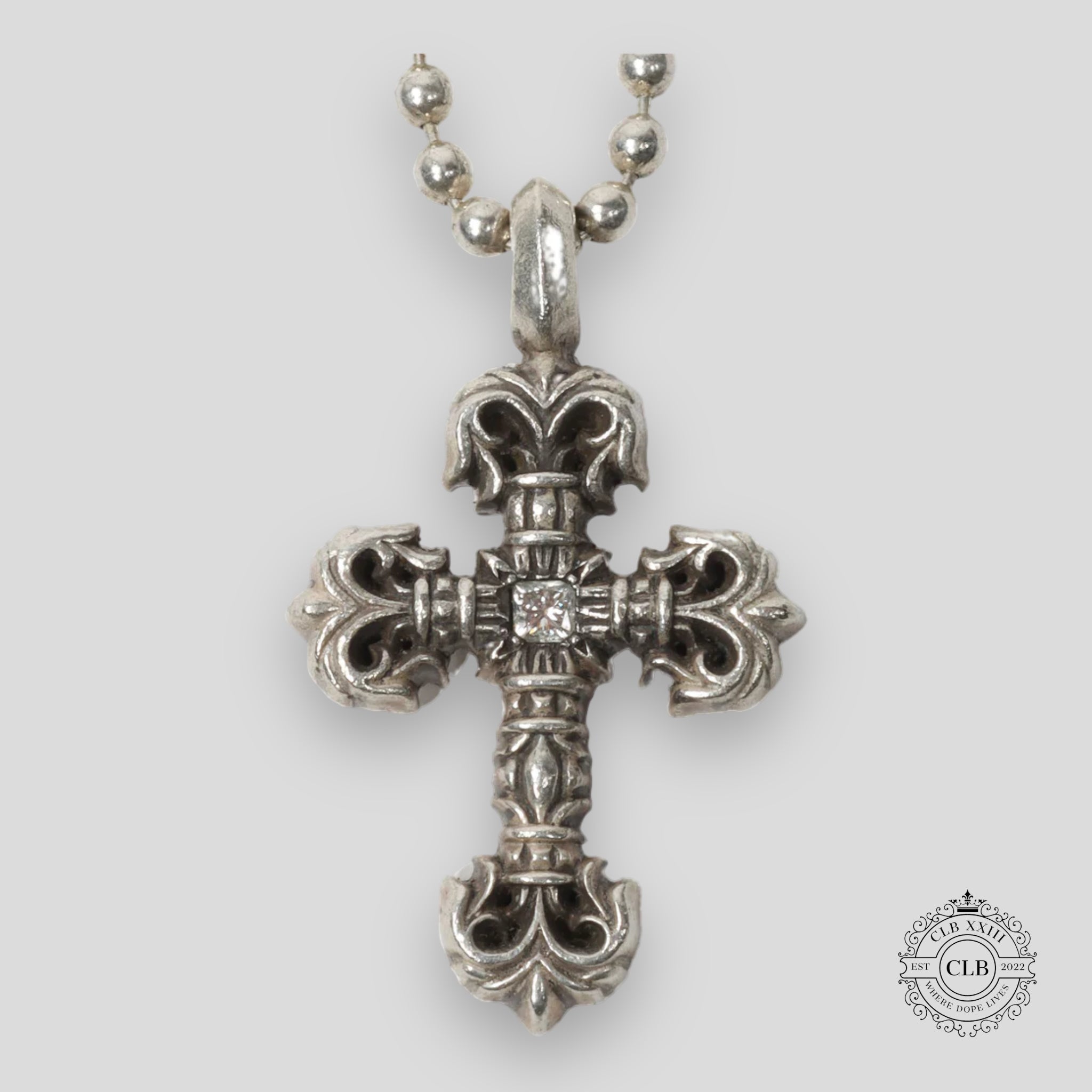 Chrome Hearts Diamond Embellished Tiny Filigree Pendant