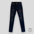 AMIRI MX1 BROWN BANDANA PATCH JEANS - AGED BLACK