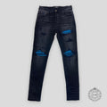 Amiri MX1 Cracked Paint Jeans in Aged Black/Blue