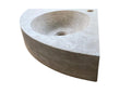 Light Beige Travertine Wall-Mount Corner Sink (W)15.7" (L)15.7" (H)4"