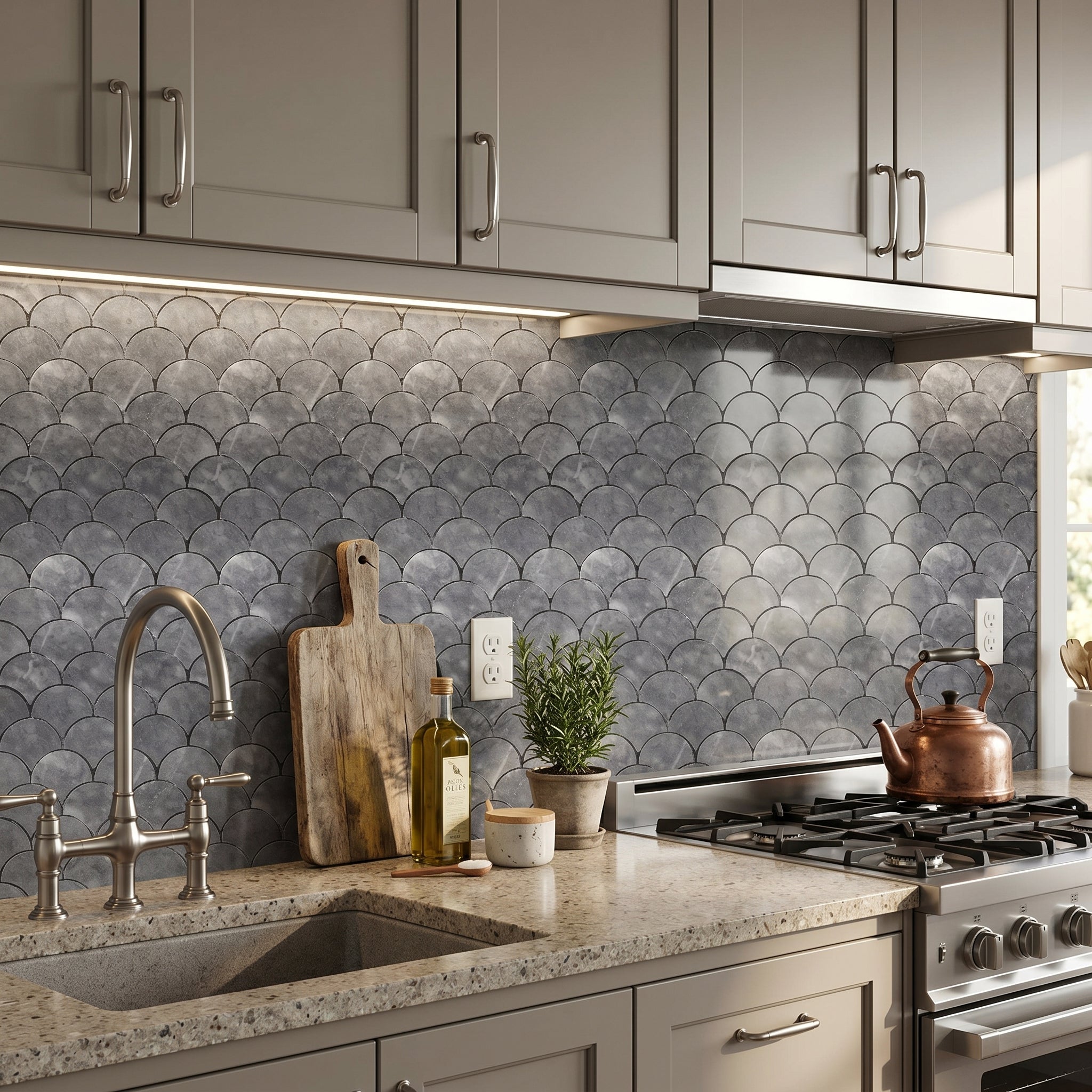 Luna Sky Marble Laguna on 12" x 12" Mesh Mosaic Tile