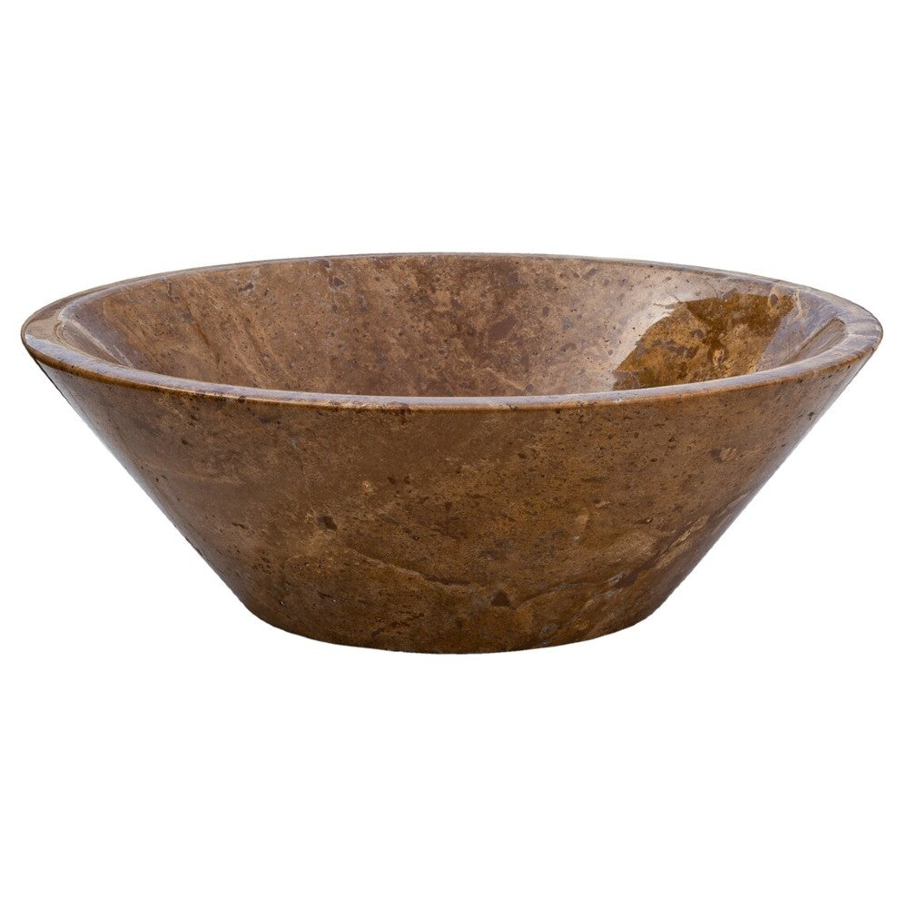 Noce Brown Travertine V-Shape Tapered Sink Polished (D)16" (H)6"