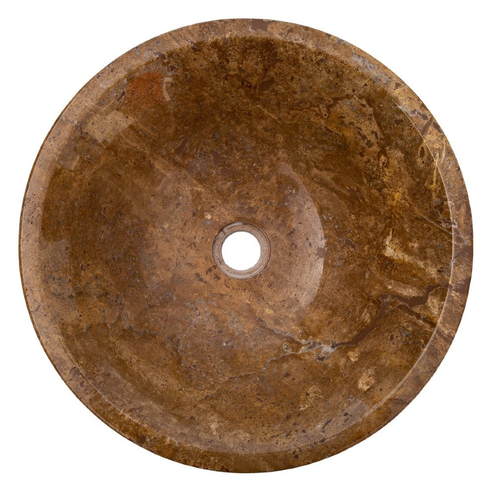 Noce Brown Travertine V-Shape Tapered Sink Polished (D)16" (H)6"