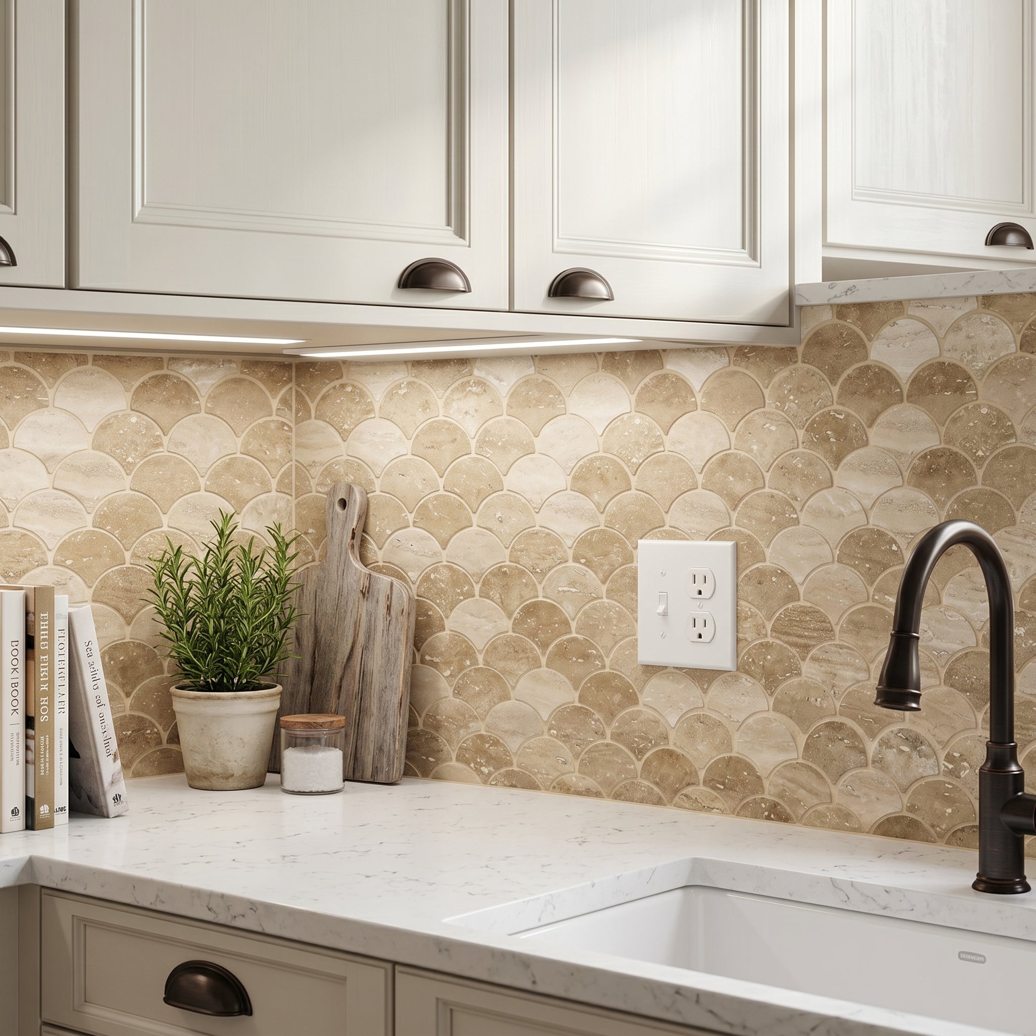 Patara Laguna Pattern 12" x 12" Honed Travertine Mesh-Mounted Mosaic Tile