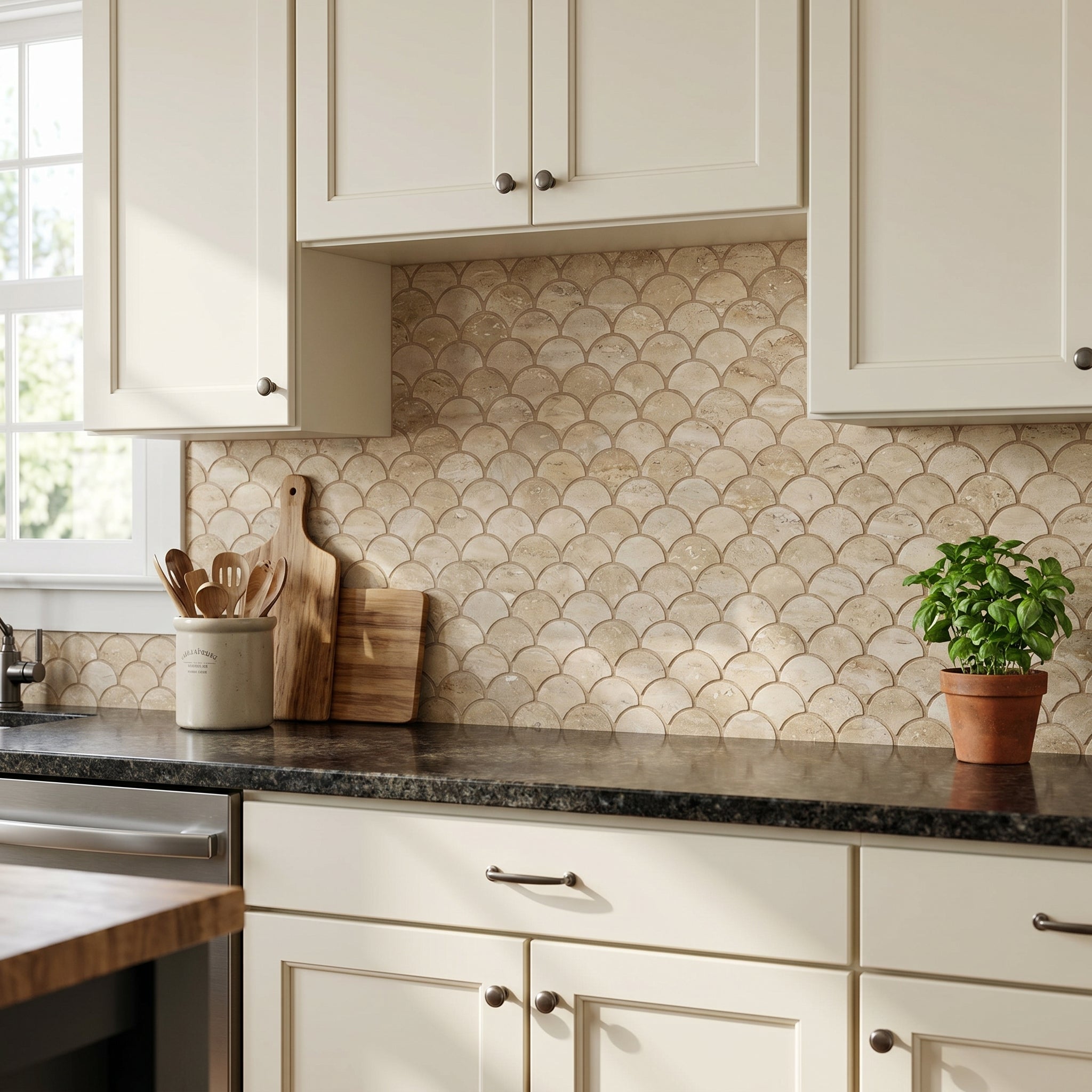 Patara Laguna Pattern 12" x 12" Honed Travertine Mesh-Mounted Mosaic Tile