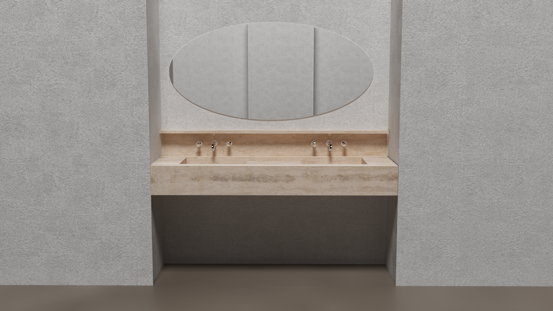 HANDCRAFTED CUSTOM TRAVERTINE DOUBLE SINK (TR-133)